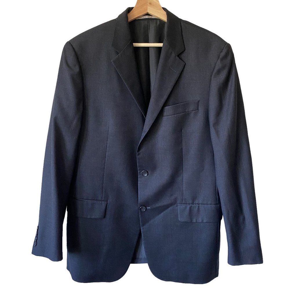 Hickey Freeman Blazer Sport Coat Jacket 40R Worsted Wool Charcoal Gray 2 Button